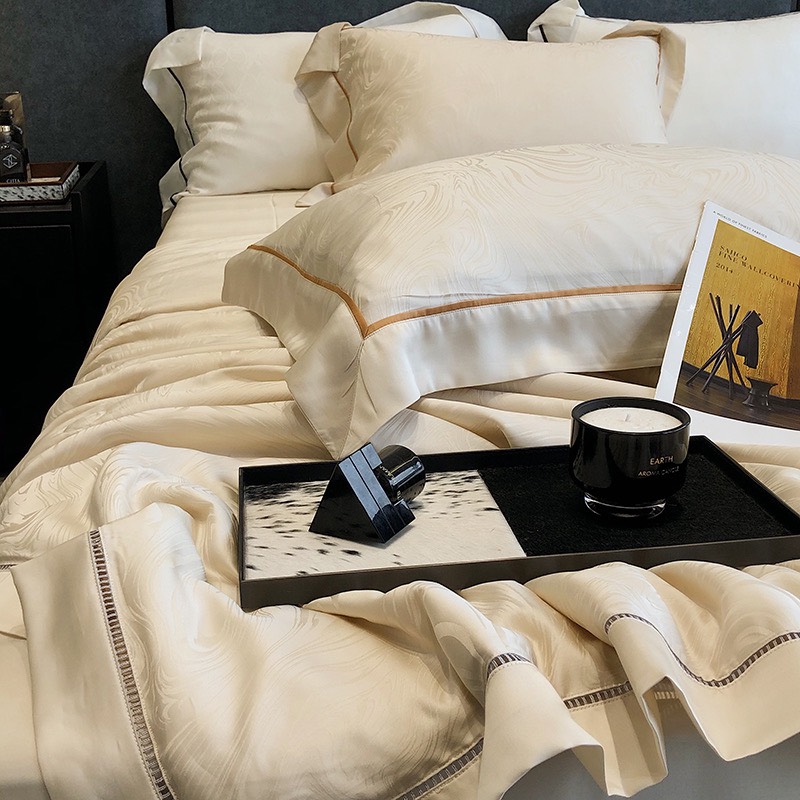 Bộ chăn ga Tencel Cao Cấp Roma 120s Màu Be - Ảnh 6