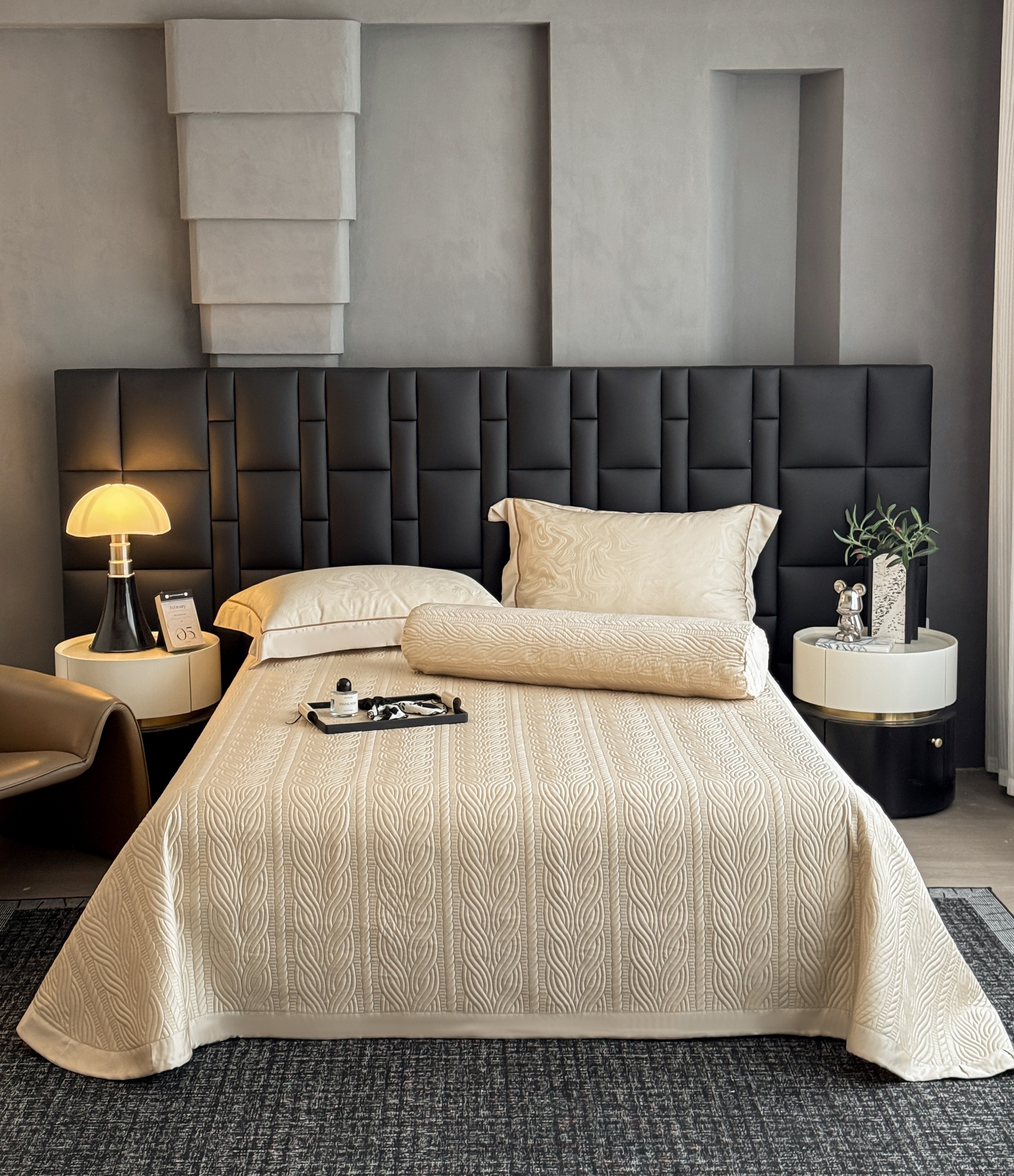 Bộ chăn ga Tencel Cao Cấp Roma 120s Màu Be