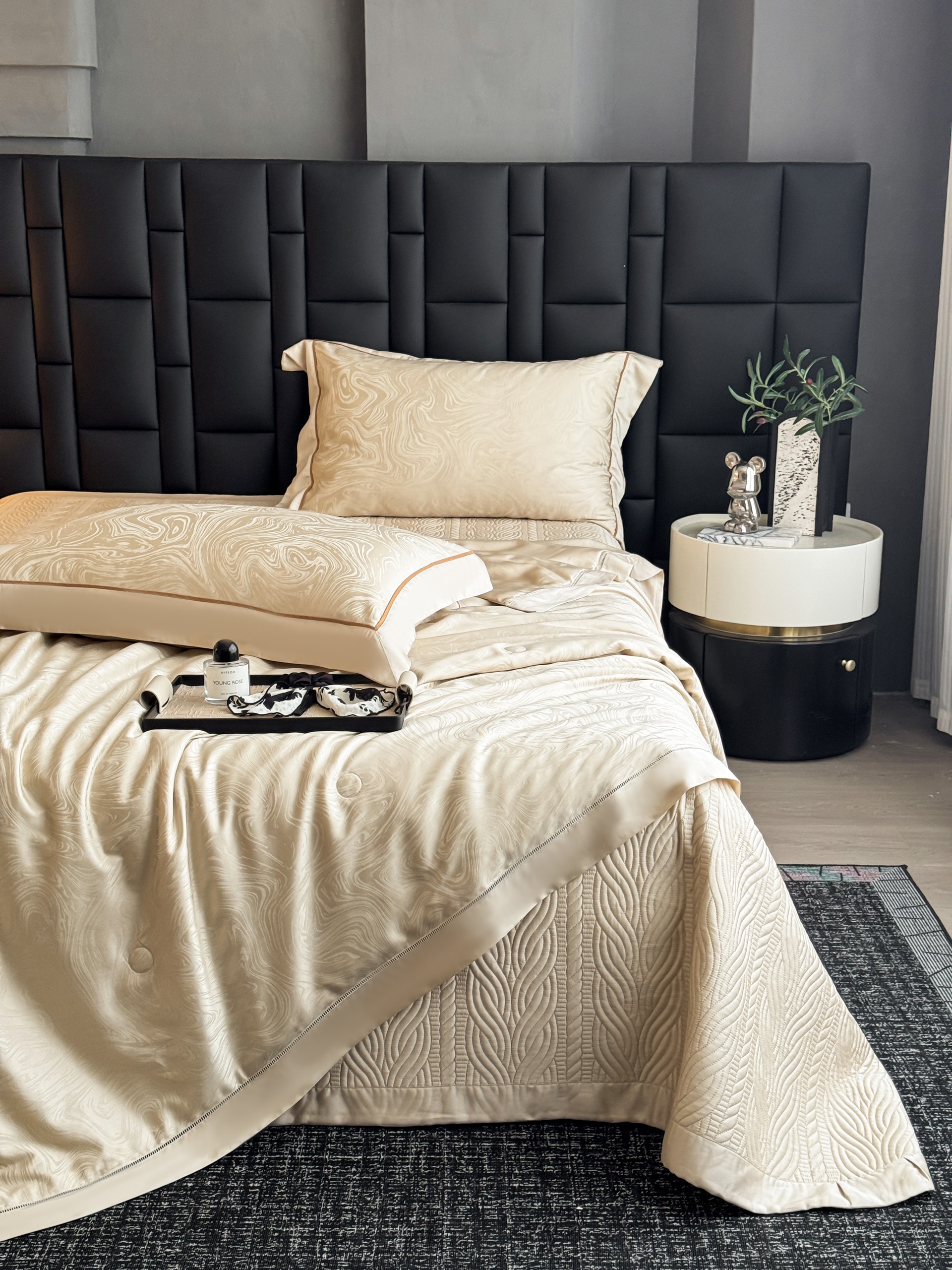 Bộ chăn ga Tencel Cao Cấp Roma 120s Màu Be - Ảnh 3