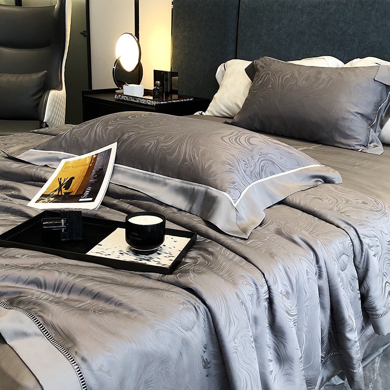 Bộ chăn ga Tencel Cao Cấp Roma 120s Màu Xám - Ảnh 5