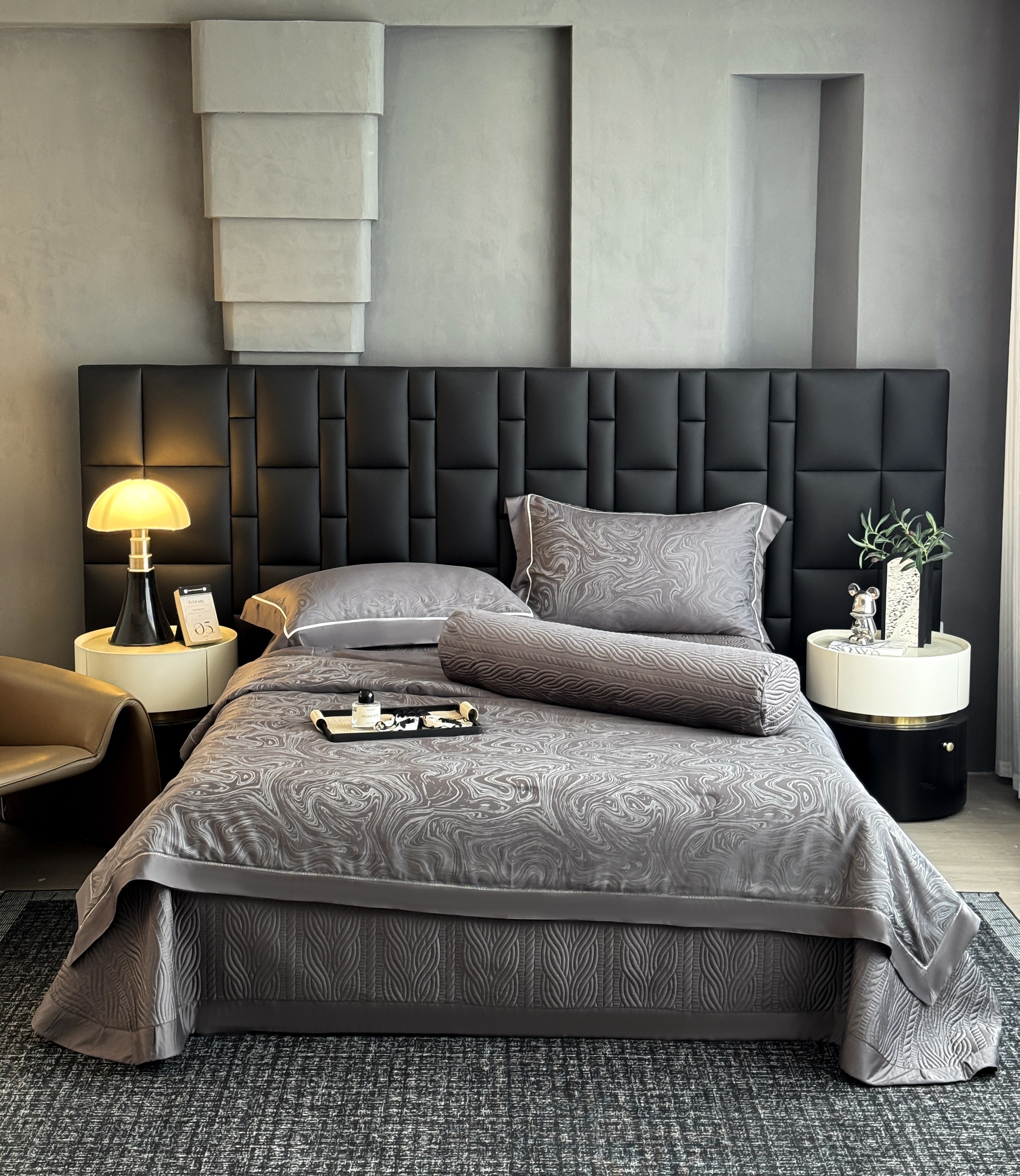 Bộ chăn ga Tencel Cao Cấp Roma 120s Màu Xám