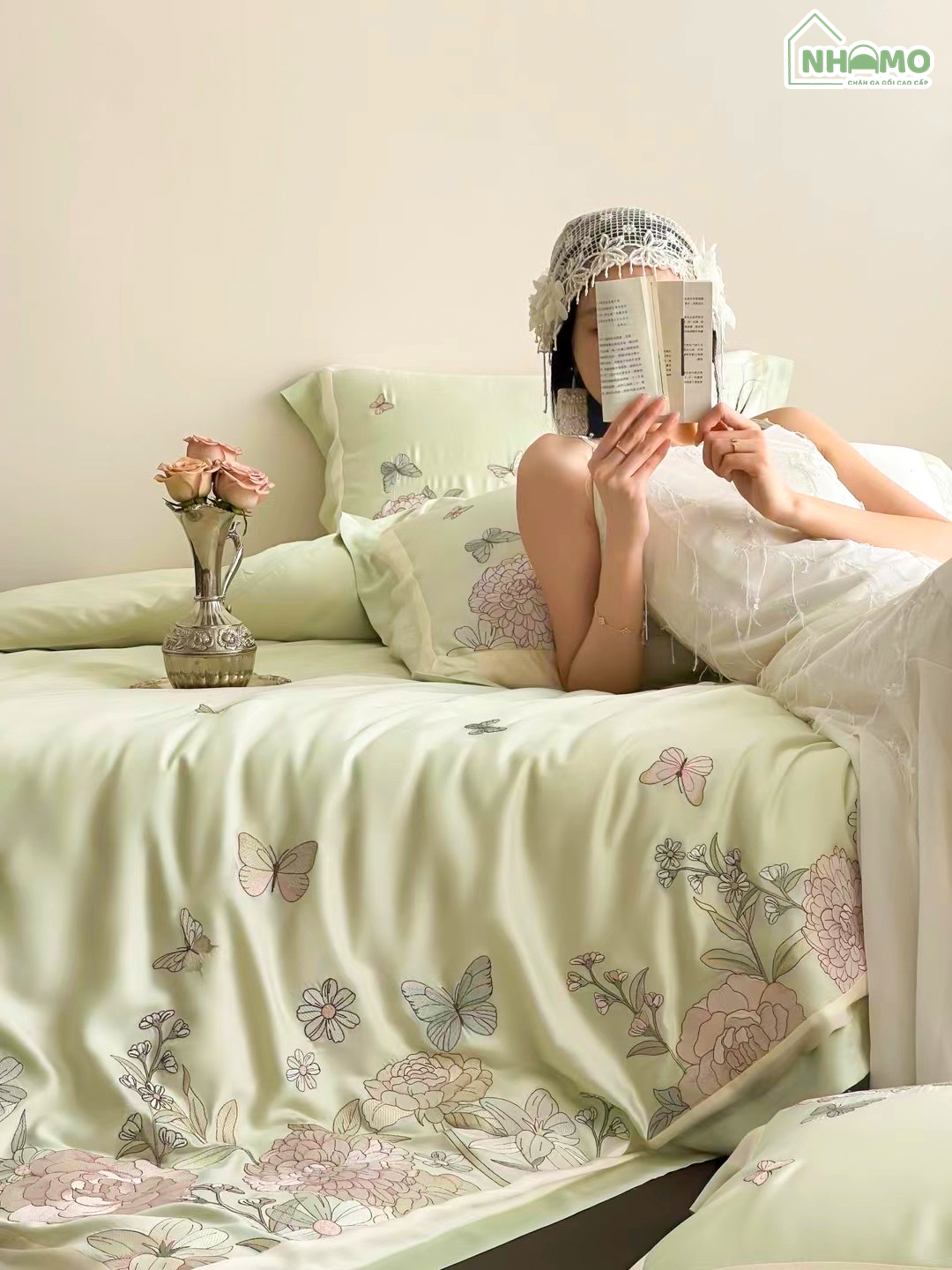 Bộ chăn ga Tencel Cao Cấp Mộng Yên Nhiên 02 - Ảnh 4